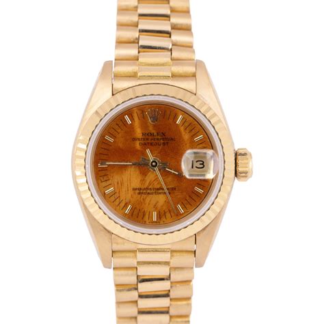 ladies 18kt rolex datejust 6917 rare burl wood dial|ladies Rolex lady Datejust.